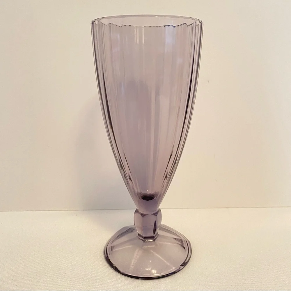 Cristal D'Arques Durand Quadro Amethyst Milk Shake Float Footed Glasses Set of 2